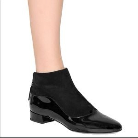 Giorgio Armani Patent Leather & Suede Ankle Booties